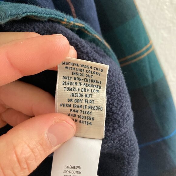 LL Bean Fleece Sherpa Lined Scotch Plaid Flannel Long Sleeve Snap Chore Shirt - Picture 12 of 12